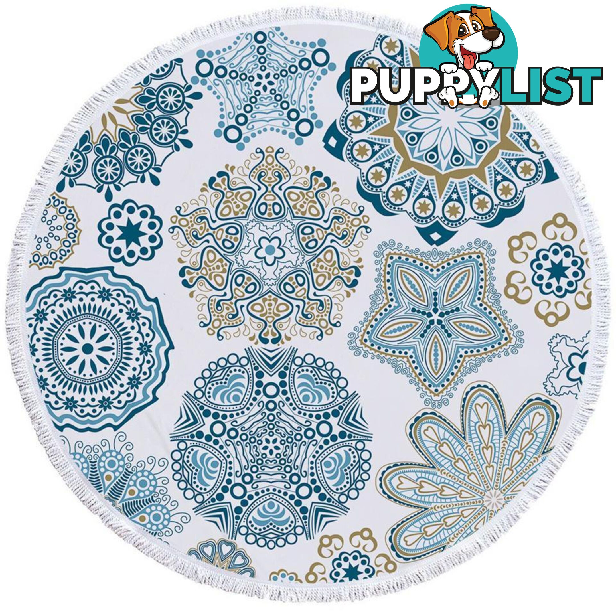 Teal Blue and Turquoise Mandalas Beach Towel - Towel - 7427046306904