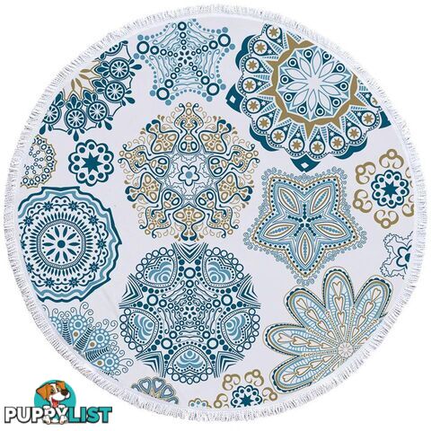 Teal Blue and Turquoise Mandalas Beach Towel - Towel - 7427046306904