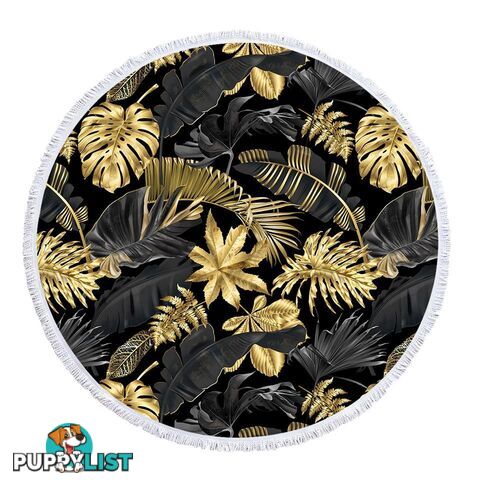 Golden Tropical Leaves Beach Towel - Towel - 7427046342018