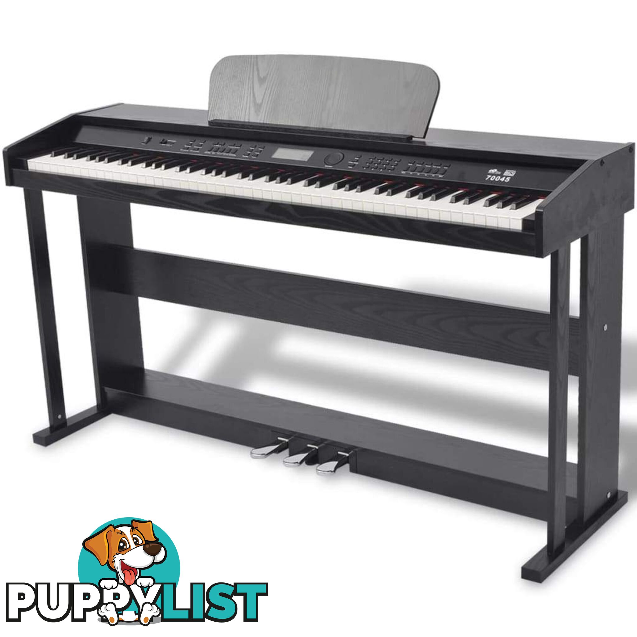 88-Key Digital Piano With Pedals Black Melamine Board - Unbranded - 7427005866500