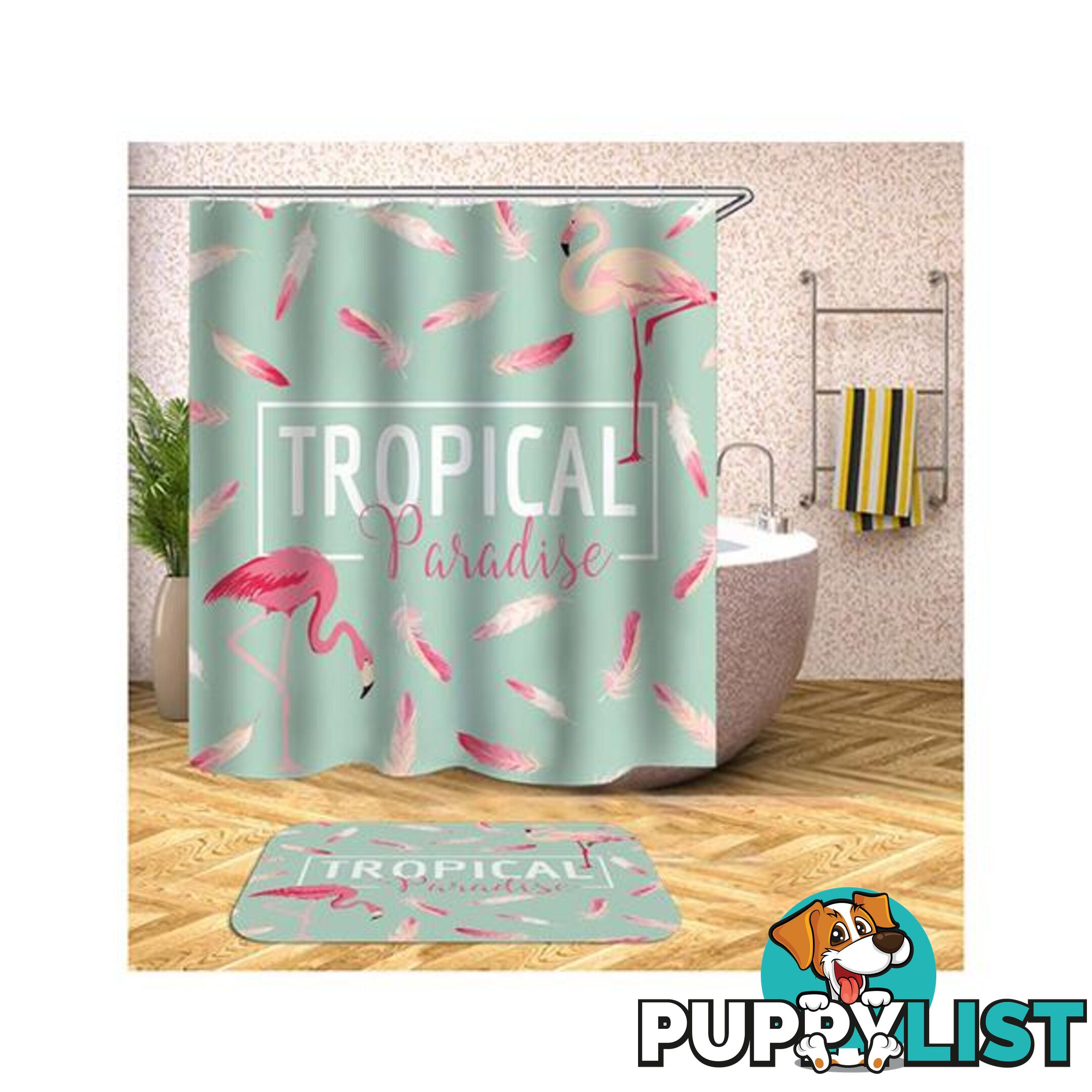 Tropical Paradise Flamingo Shower Curtain - Curtain - 7427046016698