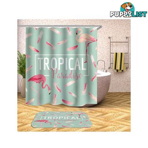 Tropical Paradise Flamingo Shower Curtain - Curtain - 7427046016698