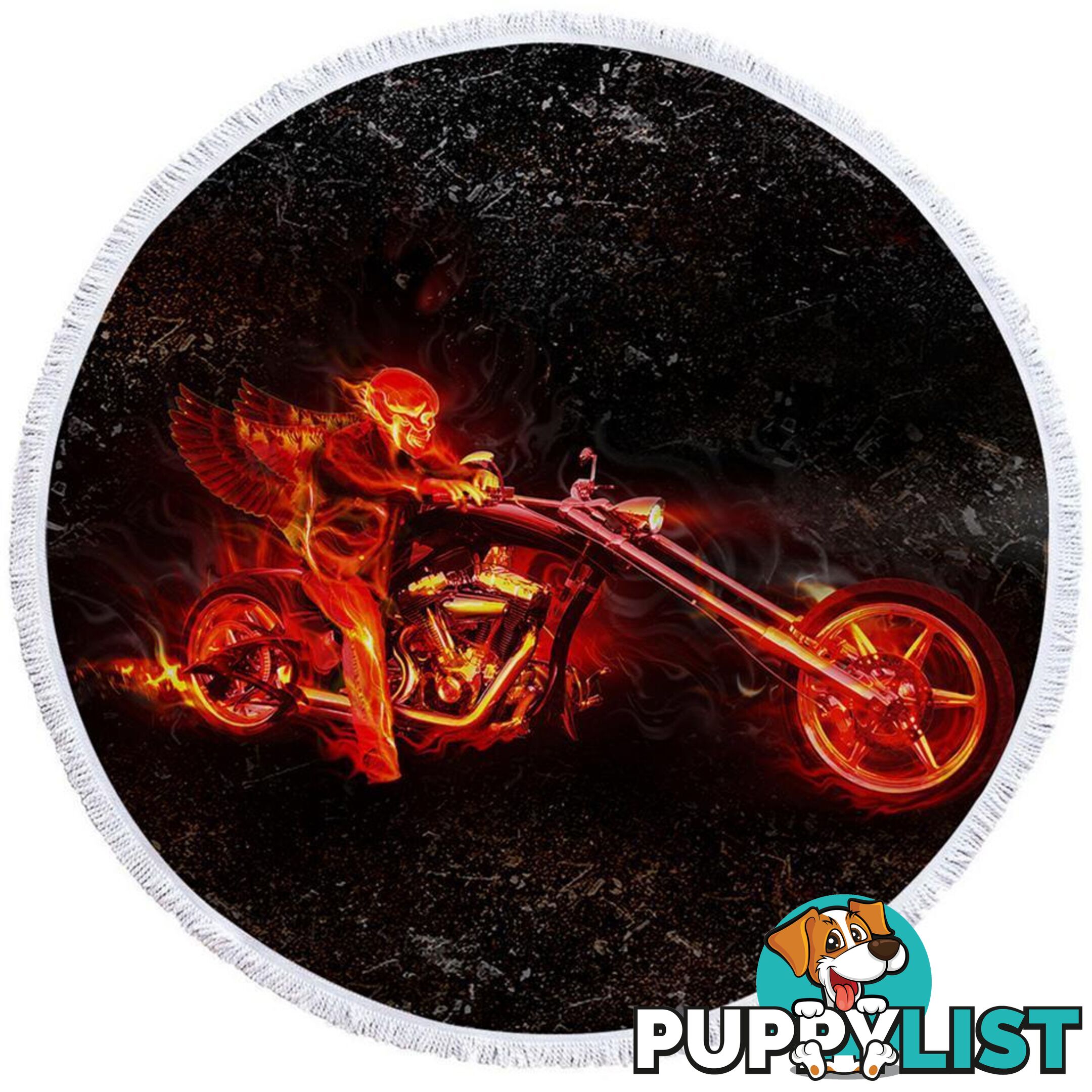 Biker on Fire Beach Towel - Towel - 7427046313810