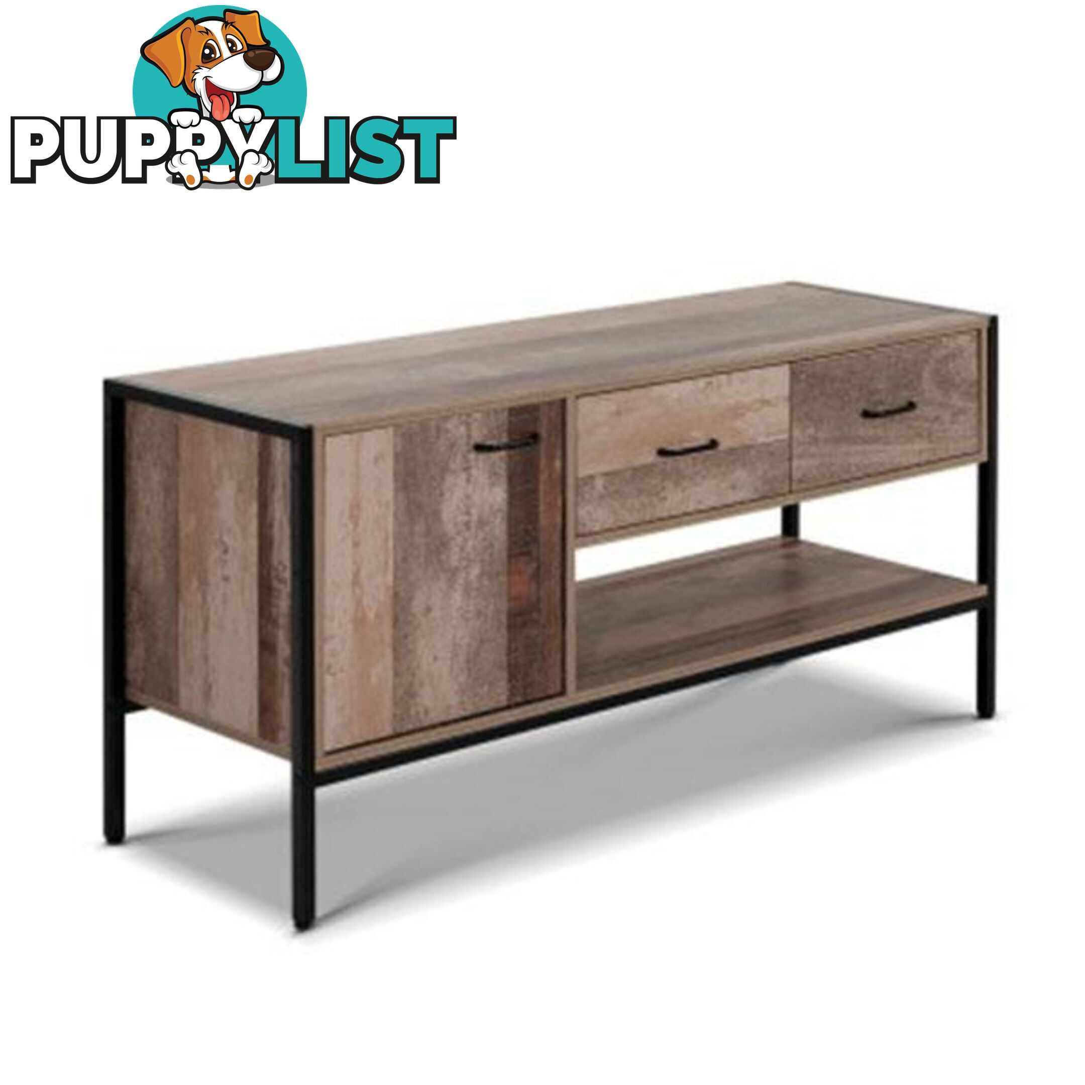 Entertainment Unit Storage Cabinet Industrial Rustic Wooden 120Cm - Artiss - 9350062230855