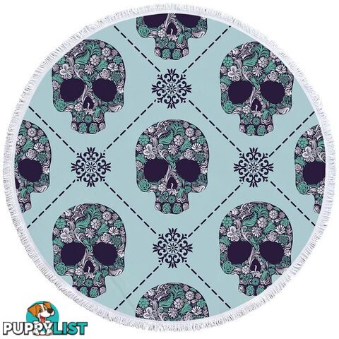 Turquoise Skulls Beach Towel - Towel - 7427046319805