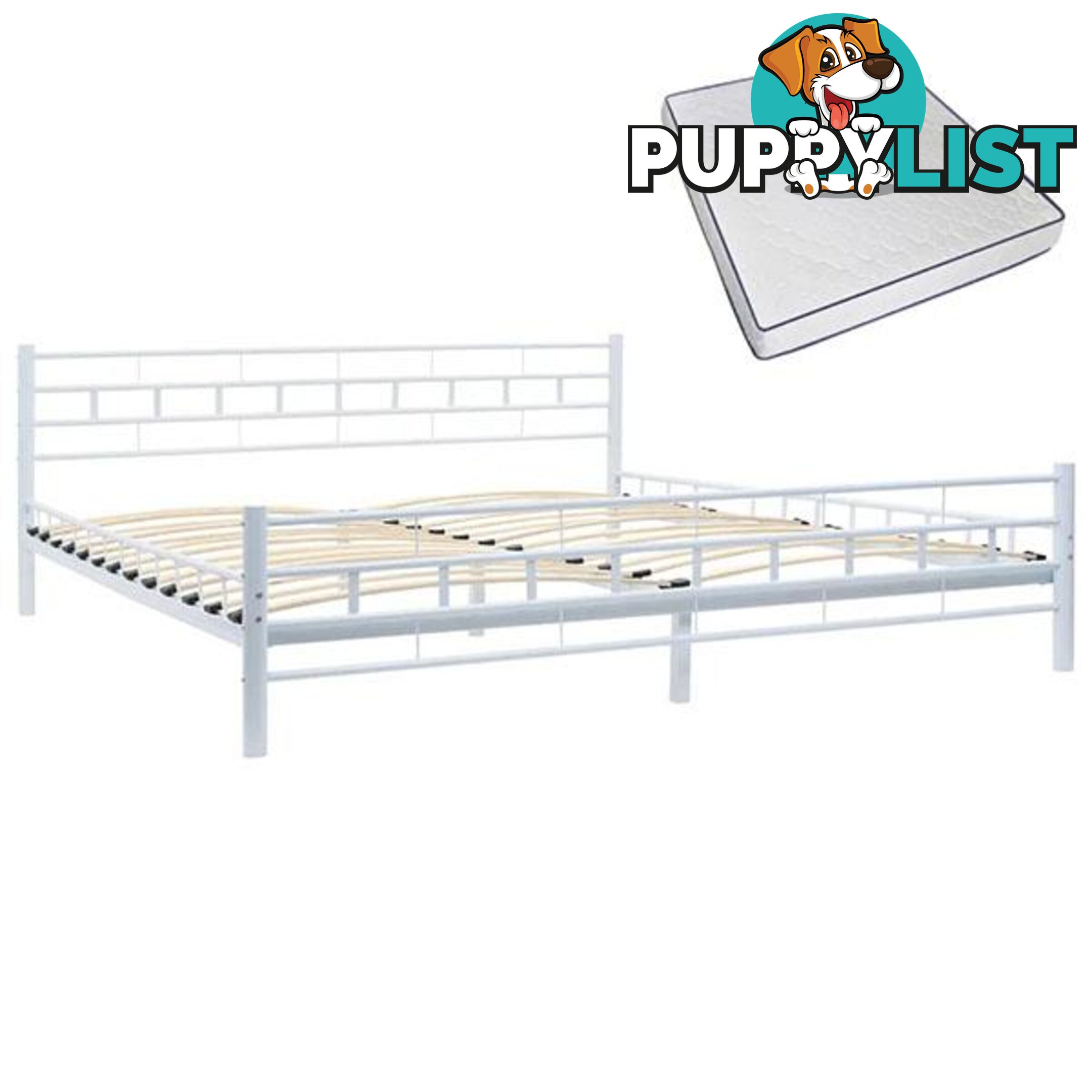 White Metal Bed with Memory Foam Mattress - Unbranded - 9476062107772