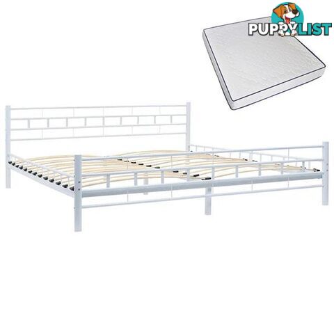 White Metal Bed with Memory Foam Mattress - Unbranded - 9476062107772