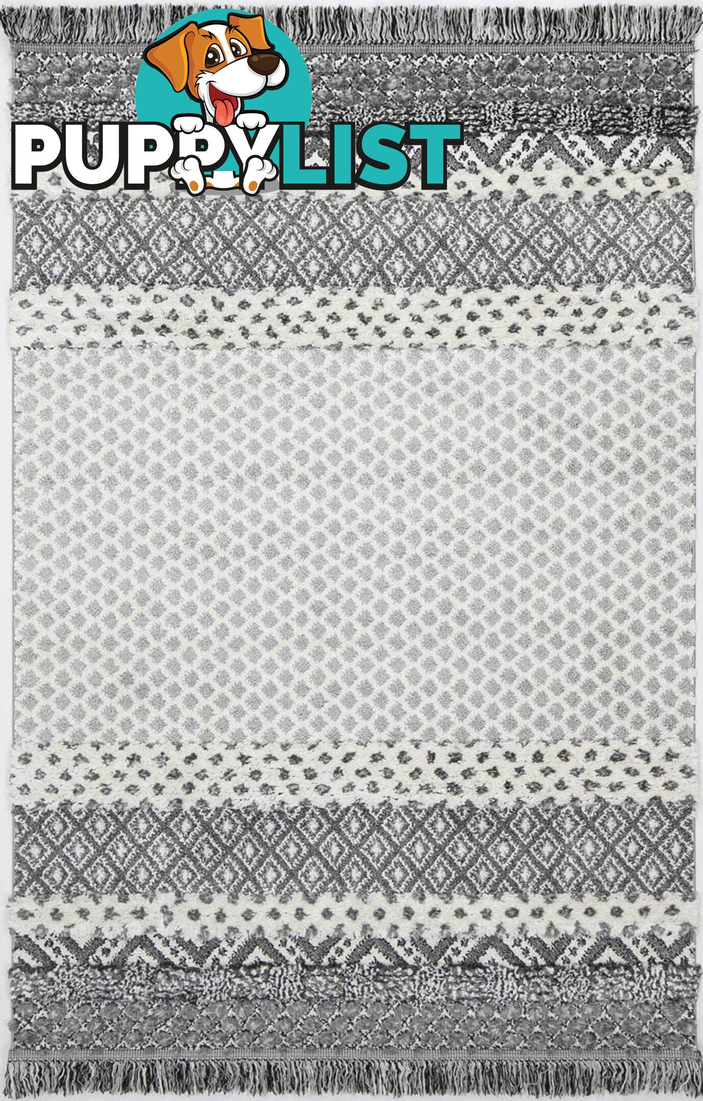 Mono Tribal Edge Cream Anthracite Rug - Unbranded - 7427046202008