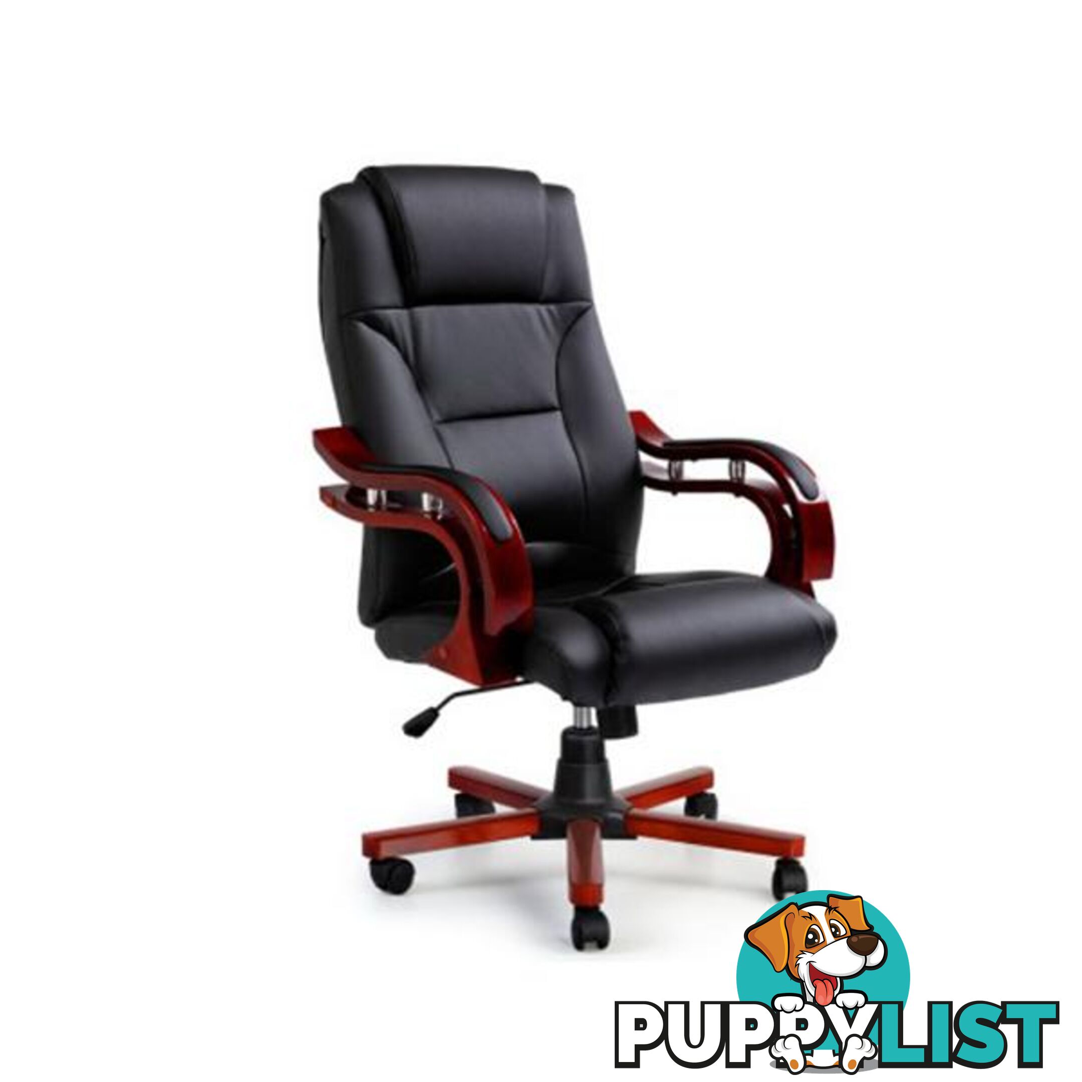 Artiss Executive Wooden Office Computer Chairs Leather Seat Sherman - Artiss - 9350062224403