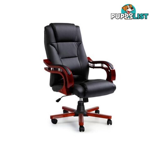 Artiss Executive Wooden Office Computer Chairs Leather Seat Sherman - Artiss - 9350062224403