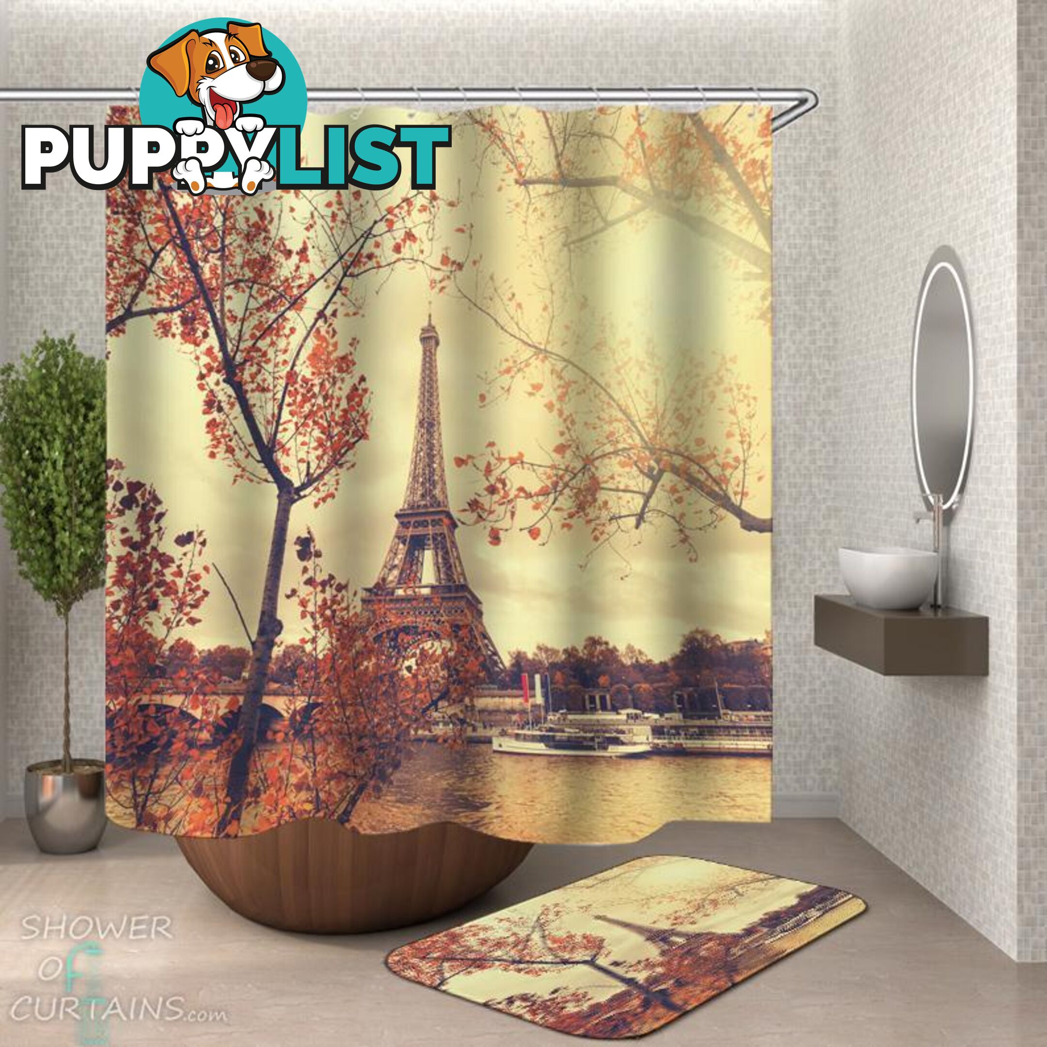 Romantic View of the Eiffel Tower Shower Curtain - Curtain - 7427046292221