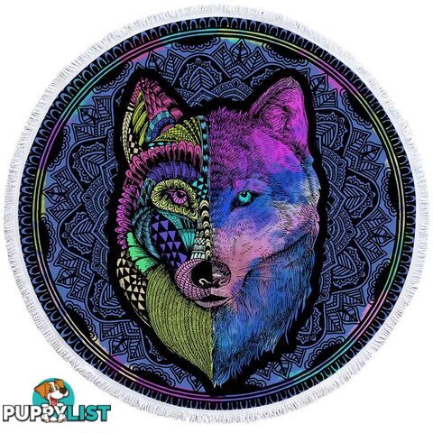 Artistic Purplish Wolf Beach Towel - Towel - 7427046324090