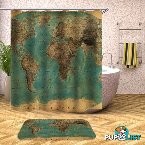 Embossment World Map Shower Curtain - Curtain - 7427046006422