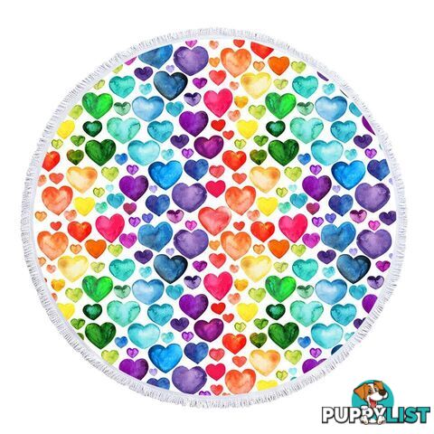 Rainbow Hearts Beach Towel - Towel - 7427046330893