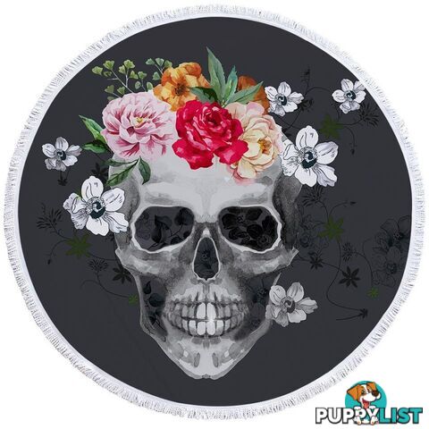 Flowers and Skull Beach Towel - Towel - 7427046312721