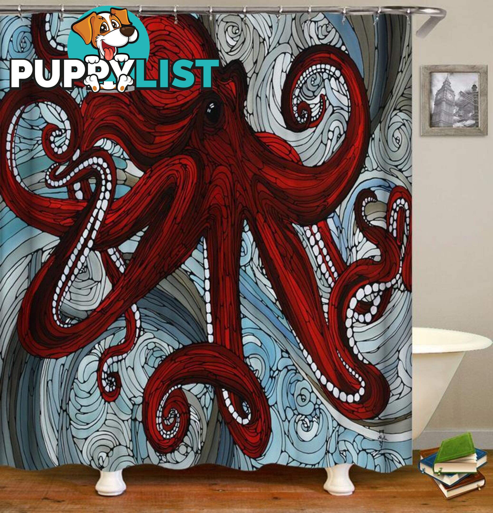 Stained Glass Octopus Shower Curtain - Curtain - 7427046009706