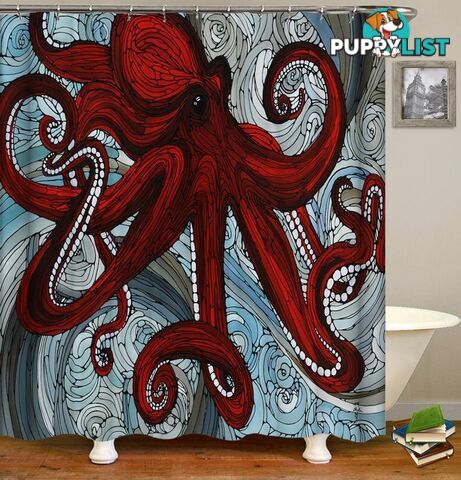 Stained Glass Octopus Shower Curtain - Curtain - 7427046009706