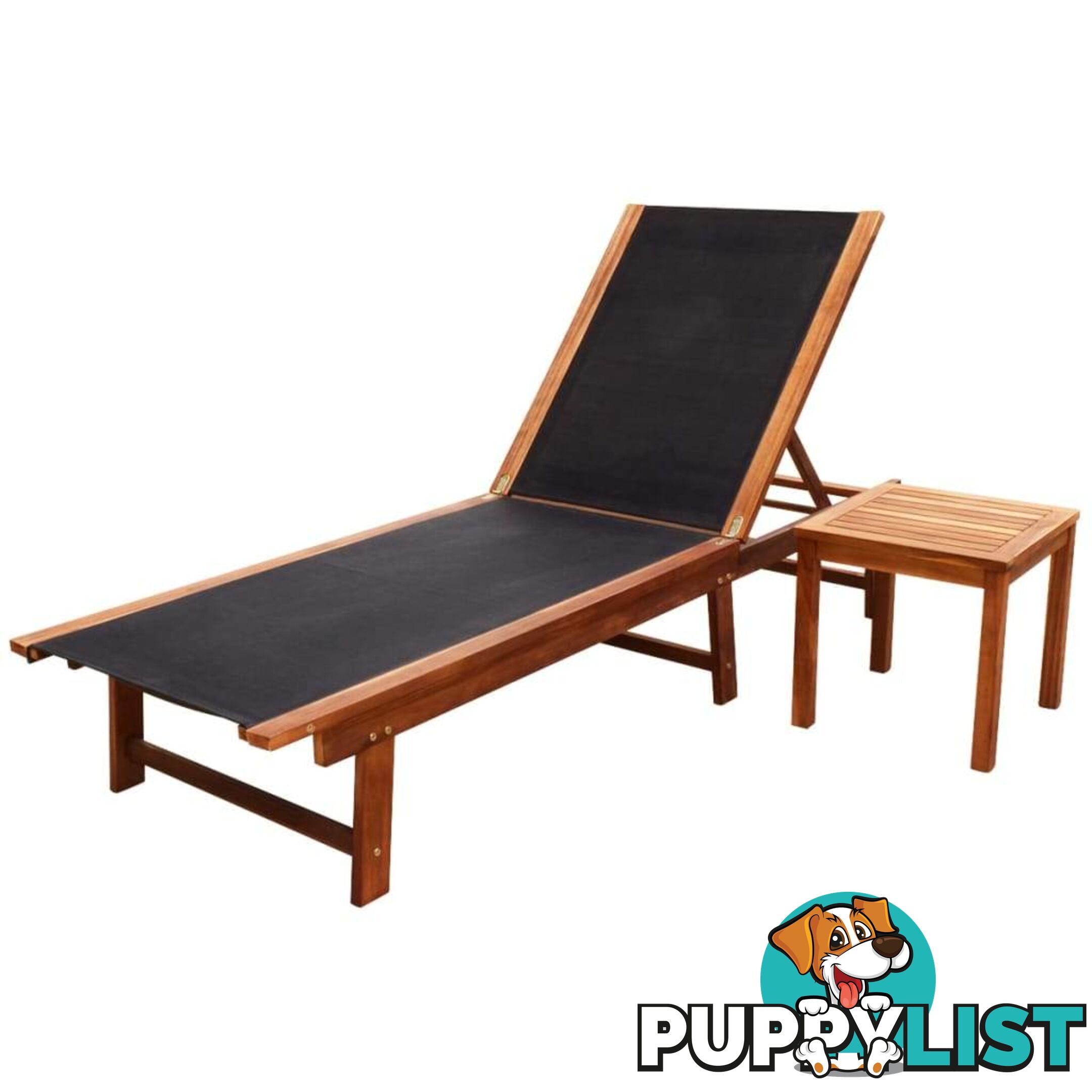 Sunlounger With Table Acacia Wood - Unbranded - 9476062036768