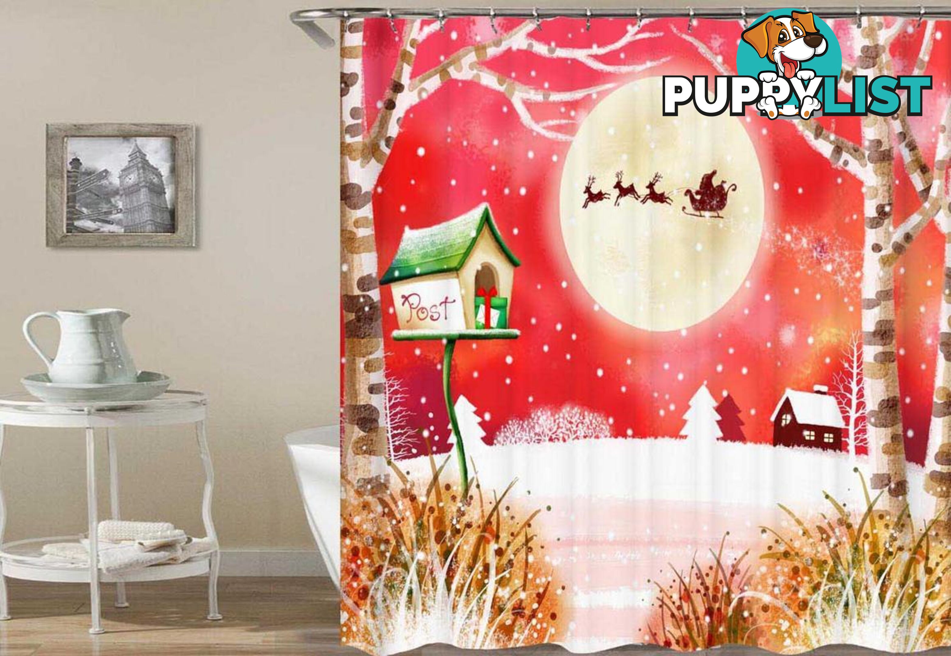 Rustic Christmas Painting Shower Curtain - Curtains - 7427046067041