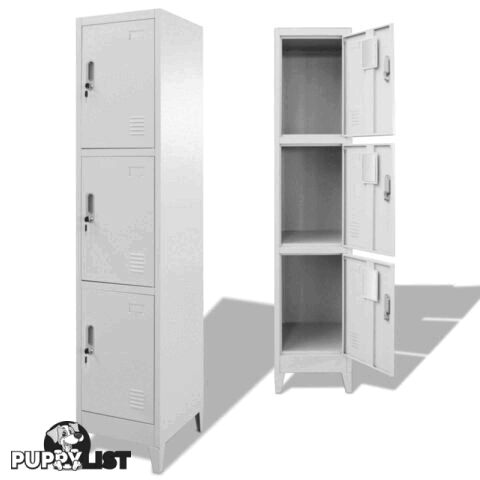 Locker Cabinet With 3 Compartments 38 x 45 x 180 Cm - Unbranded - 9476062043094