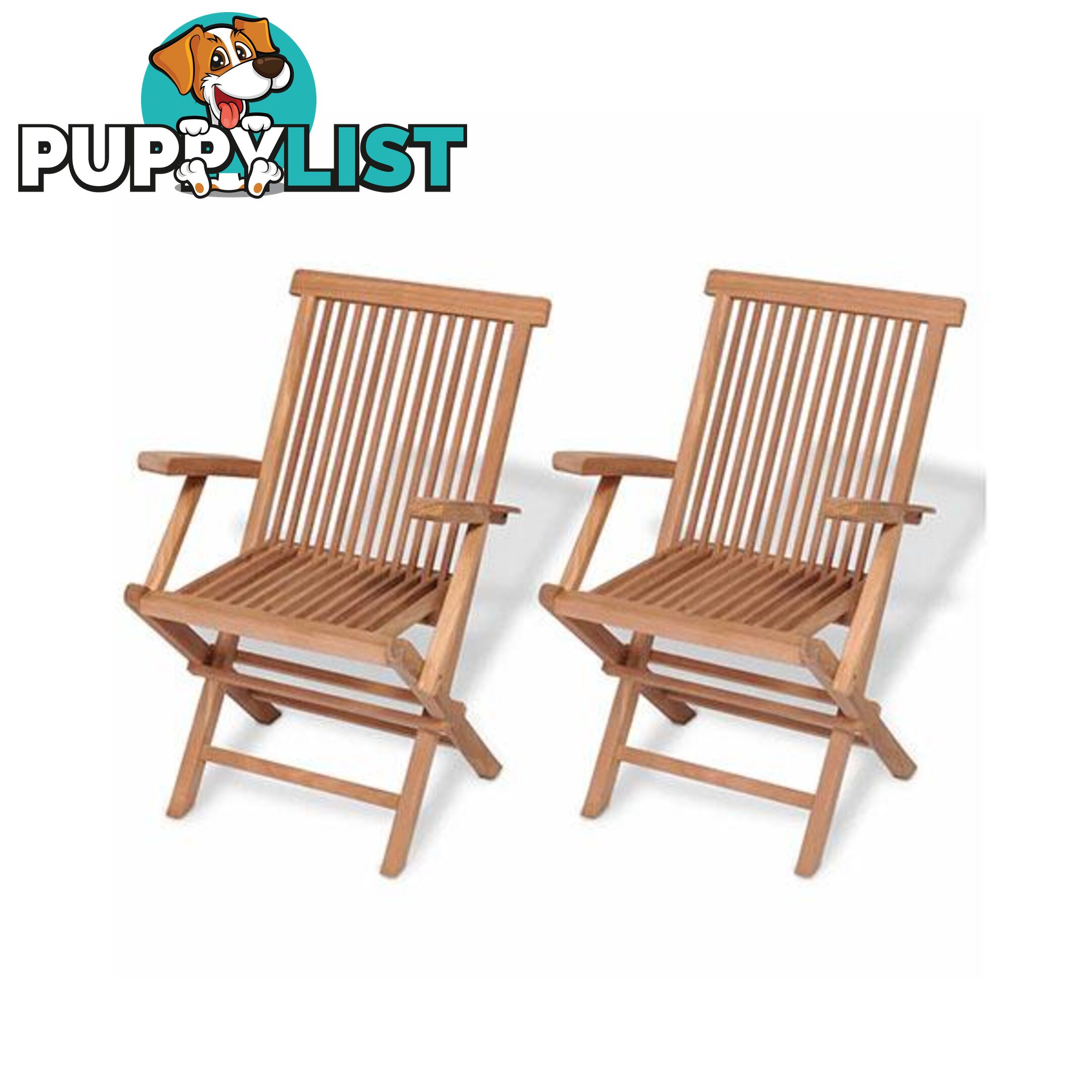 Folding Garden Chairs 2 Pcs Solid Teak Wood 55 X 60 X 89 Cm - Unbranded - 8718475964940