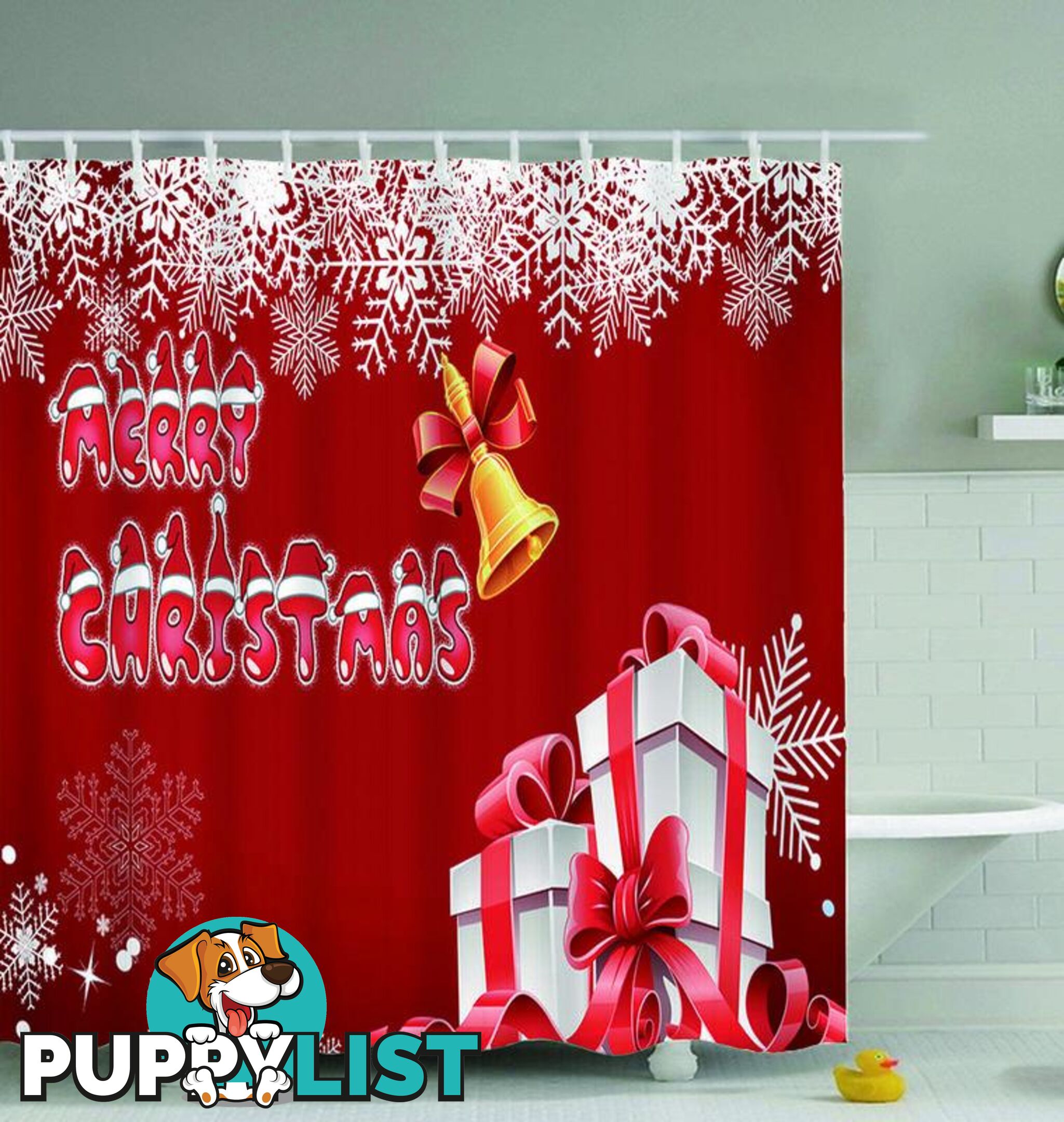 Merry Christmas Snowflakes Shower Curtain - Curtain - 7427046020480