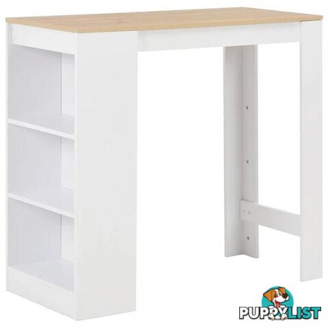 White Bar Table with Wood Top and Shelves - Unbranded - 9476062107970