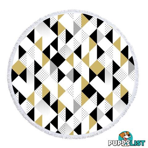 Gold and Black Geometric Triangles Beach Towel - Towel - 7427046341479