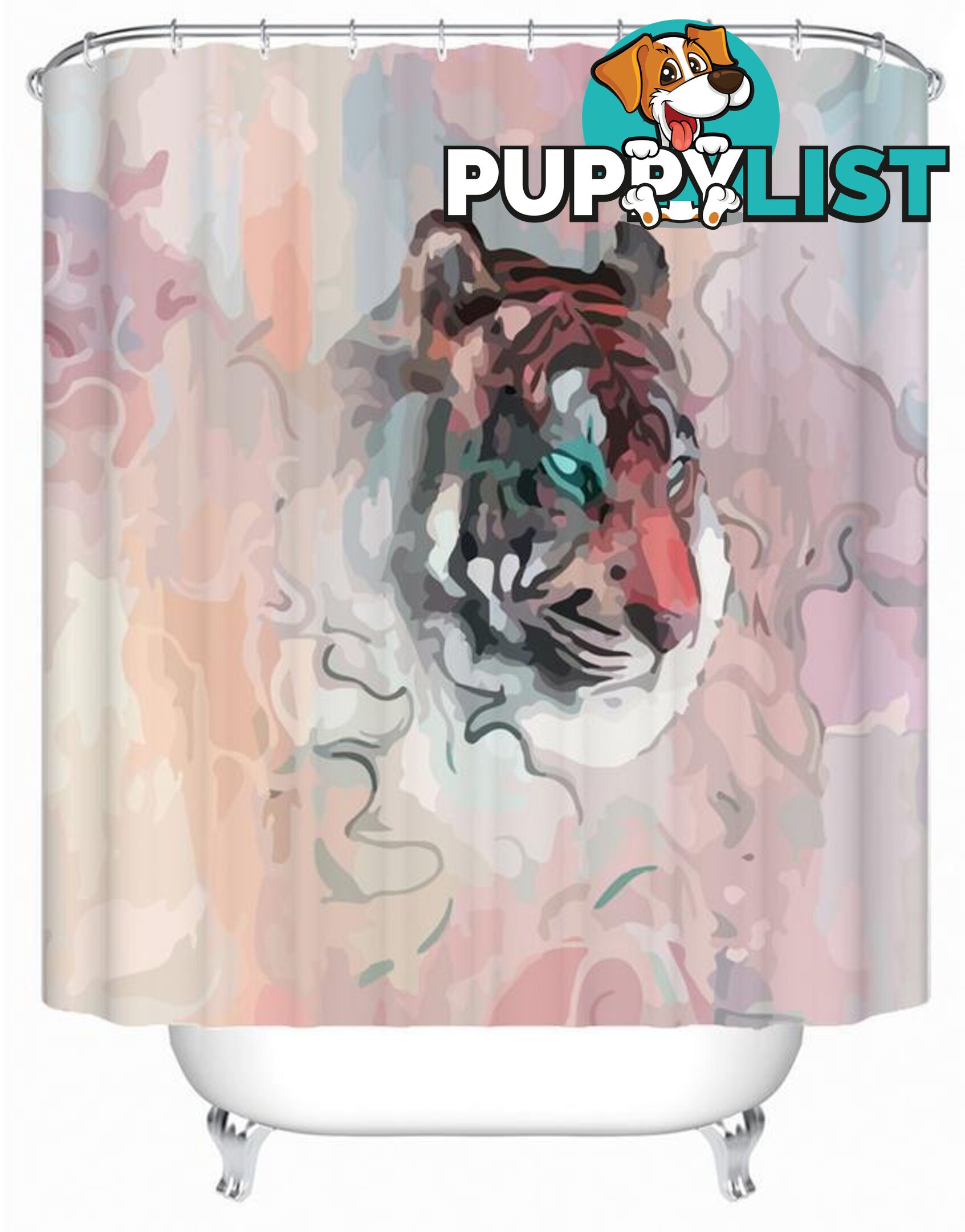 Water Painting Tiger Shower Curtain - Curtain - 7427045915749