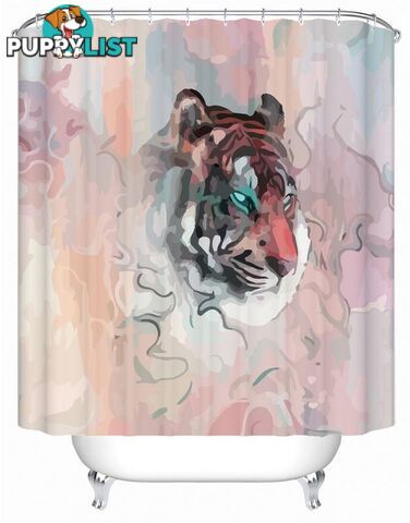 Water Painting Tiger Shower Curtain - Curtain - 7427045915749