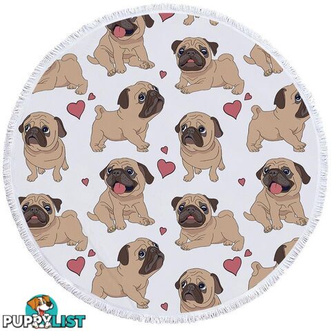 Sweet Pug Pattern Beach Towel - Towel - 7427046311915