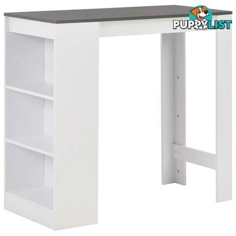 White Bar Table with Shelves and Grey Table Top - Unbranded - 9476062107987