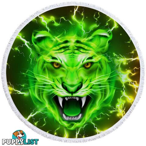 Bright Green Tiger Beach Towel - Towel - 7427046324960