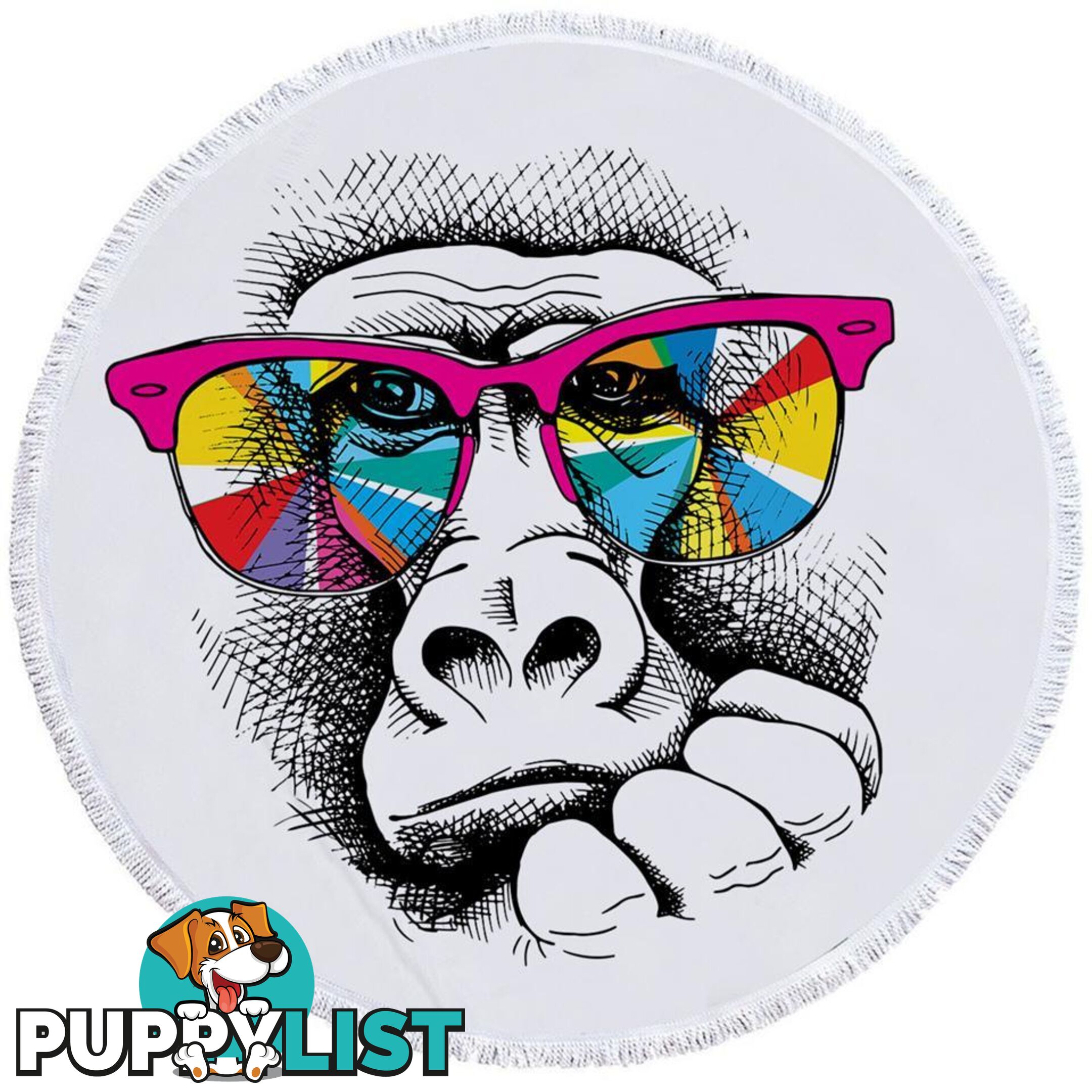 Colorful Glasses Gorilla Beach Towel - Towel - 7427046340571