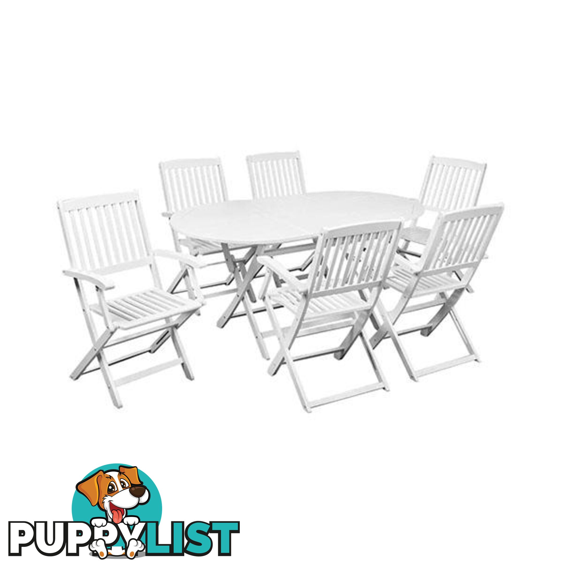 7 Piece Folding Outdoor Dining Set Solid Acacia Wood White - Unbranded - 8718475622284