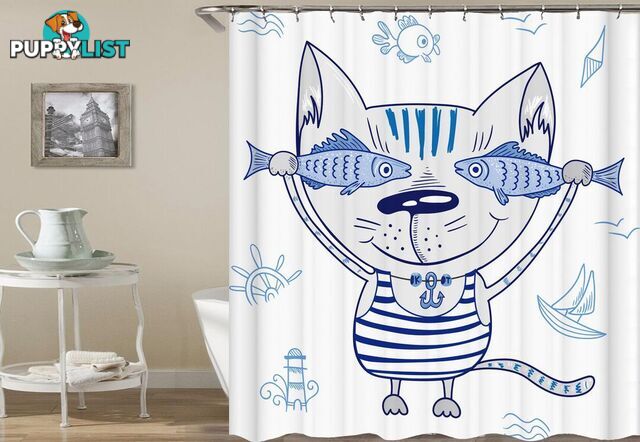 Cute Sailors Cat Shower Curtain - Curtain - 7427046039161