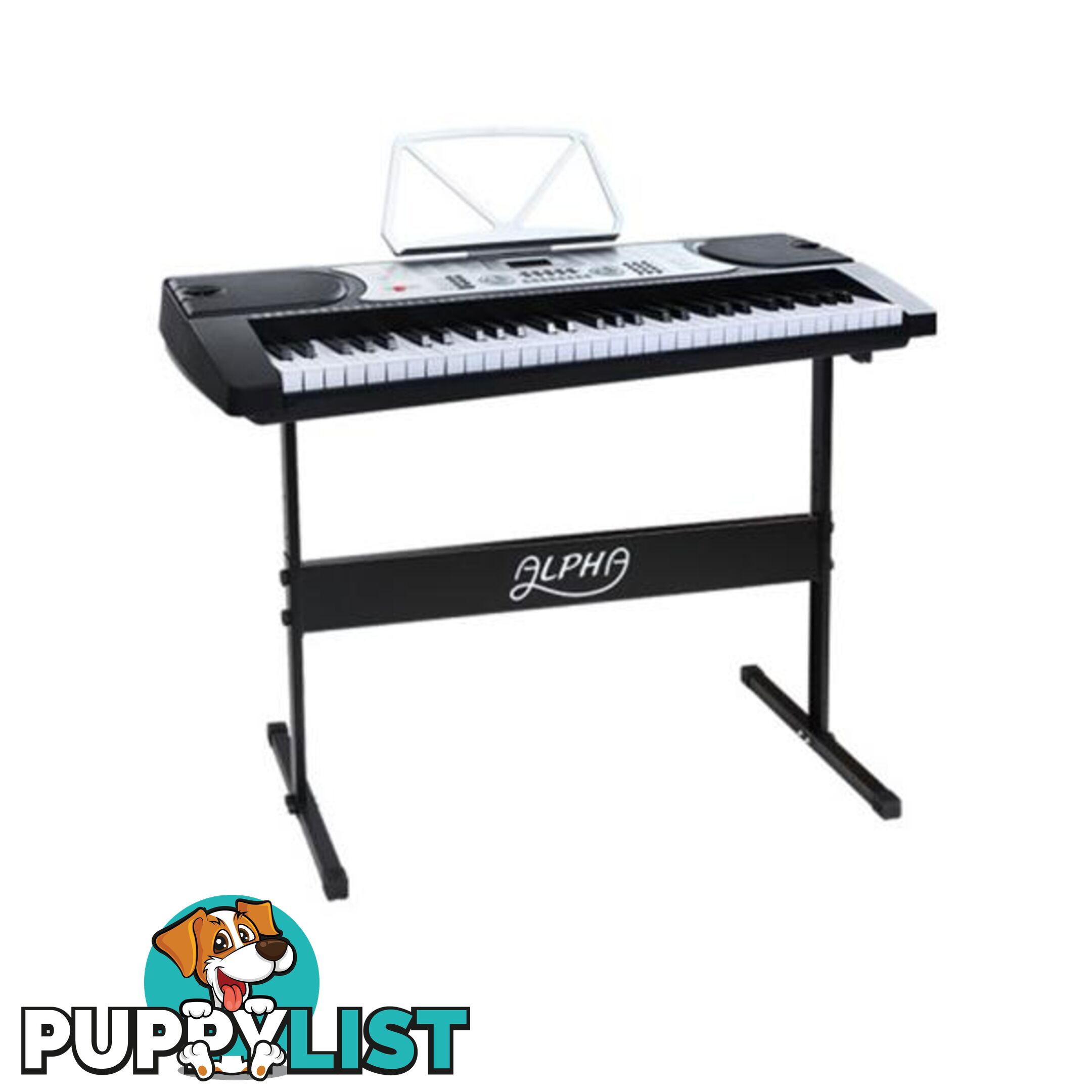 61 Keys Electronic Piano Keyboard Led Electric Silver Music Stand - Alpha - 9350062195284