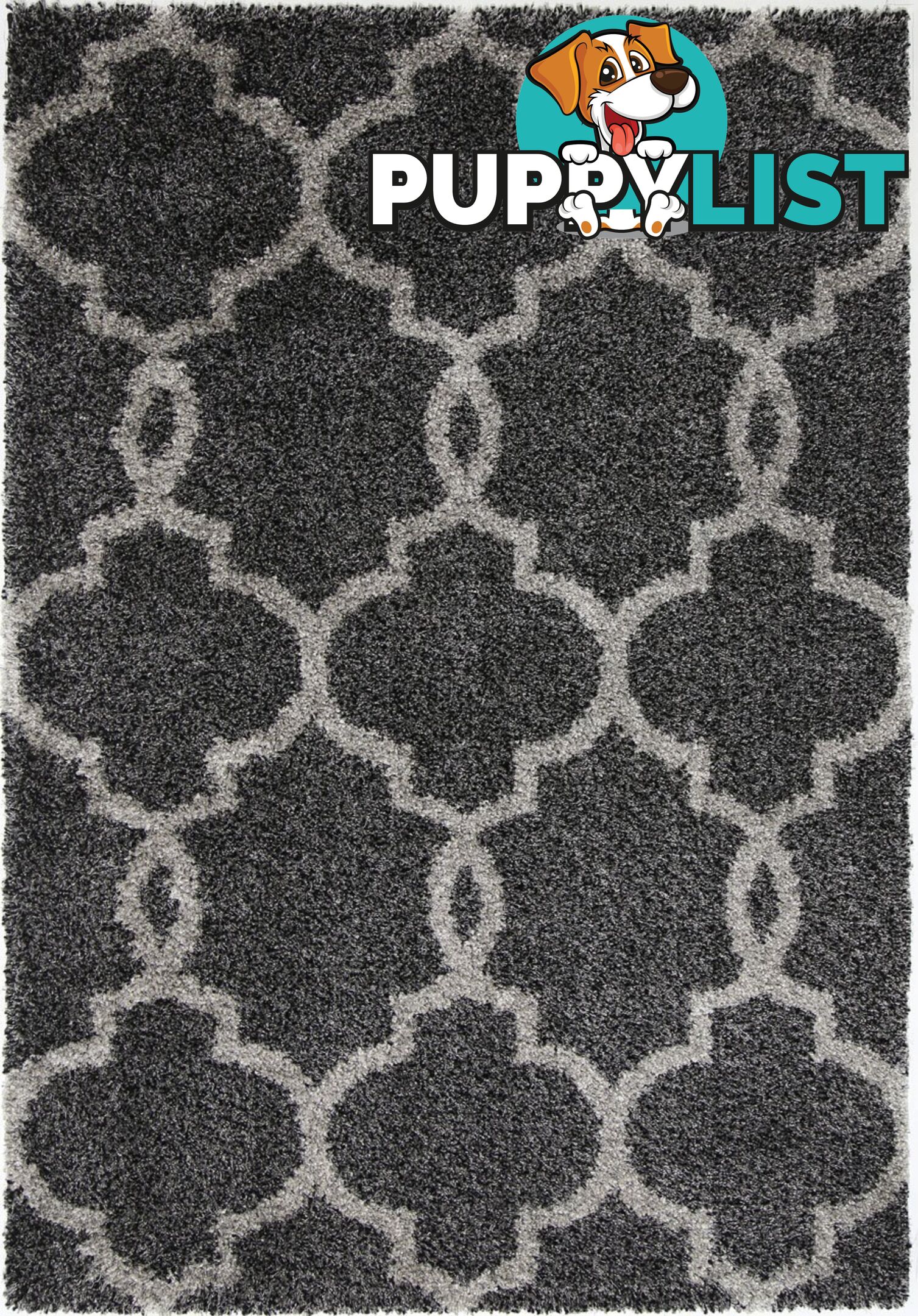 LUMINA LATTICE CHARCOAL GREY SHAG RUG - Unbranded - 7427046339186