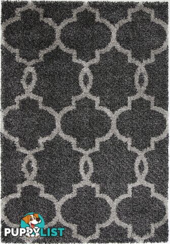 LUMINA LATTICE CHARCOAL GREY SHAG RUG - Unbranded - 7427046339186