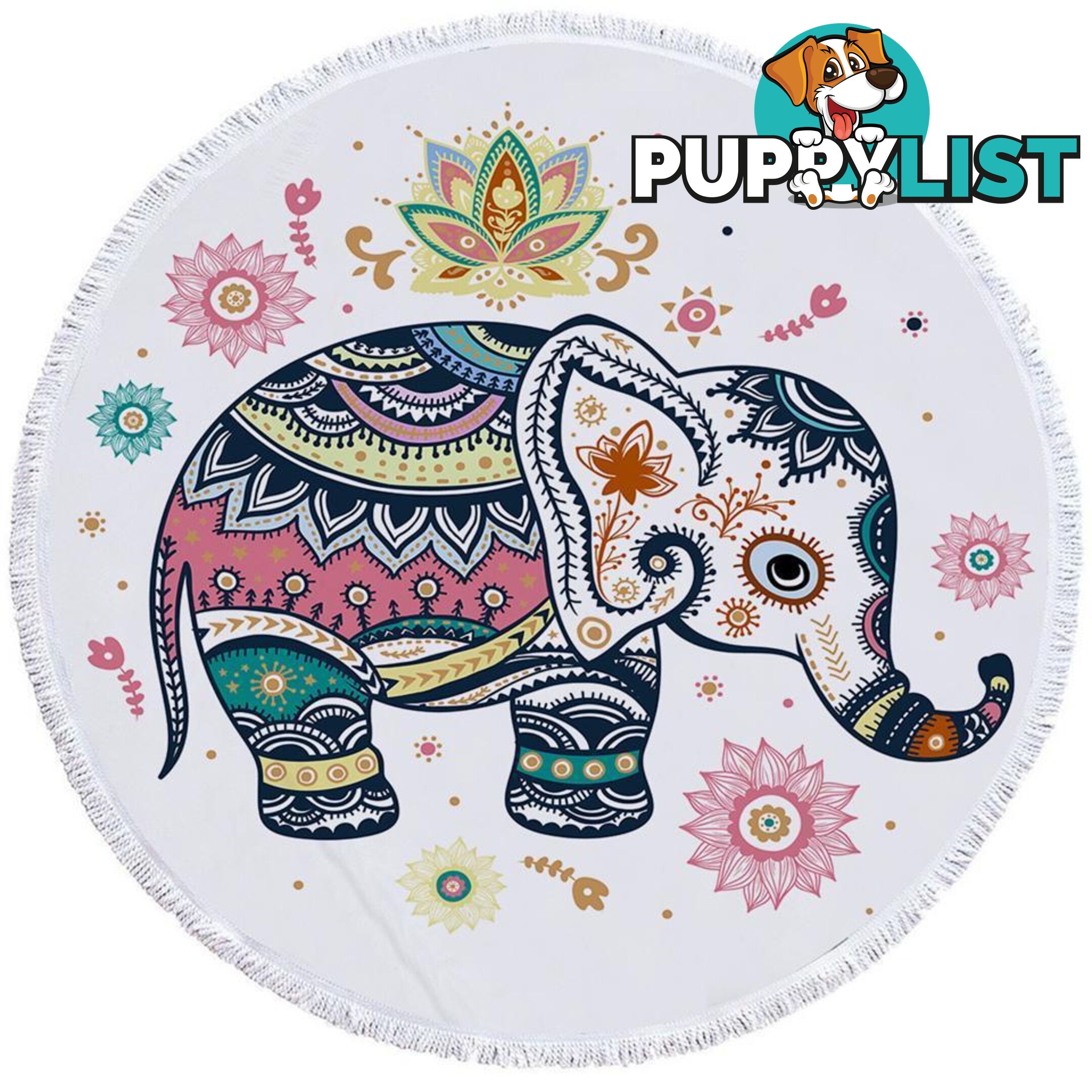 Cute Oriental Elephant Beach Towel - Towel - 7427046311649