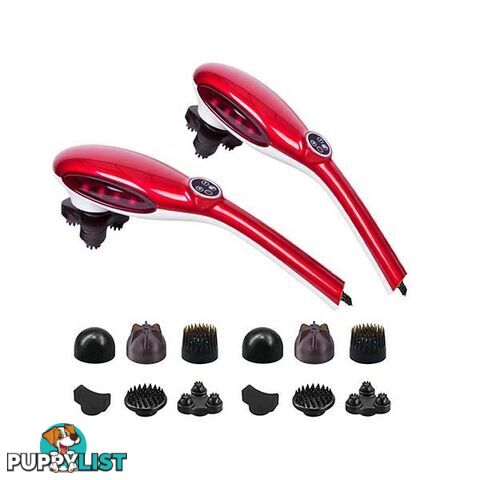 Soga 2X 6 Heads Handheld Massager Stimulate Blood Flow Shoulder Red - Soga - 9476062098148