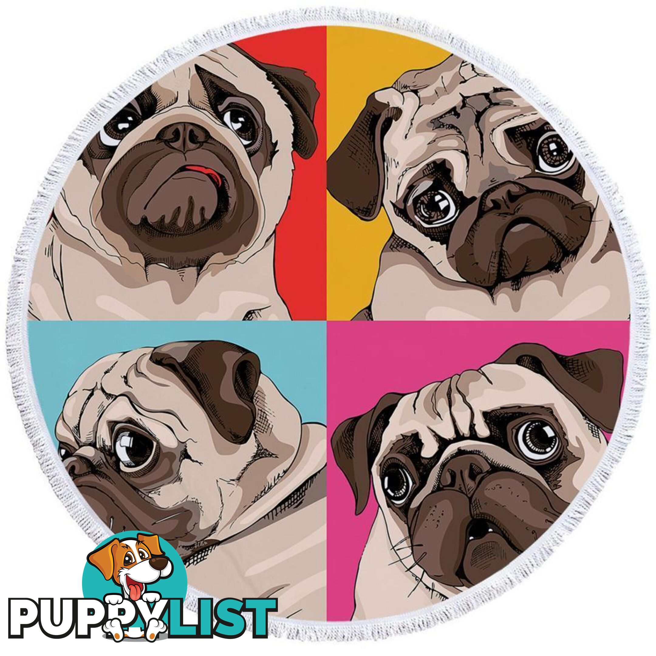 Adorable Pug Beach Towel - Towel - 7427046310017