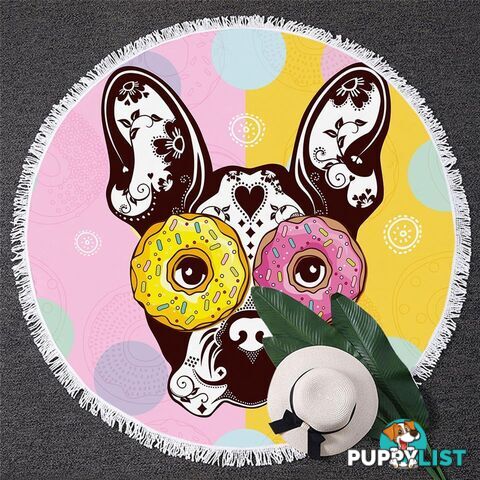 Funny Donuts Pug Beach Towel - Towel - 7427046332118