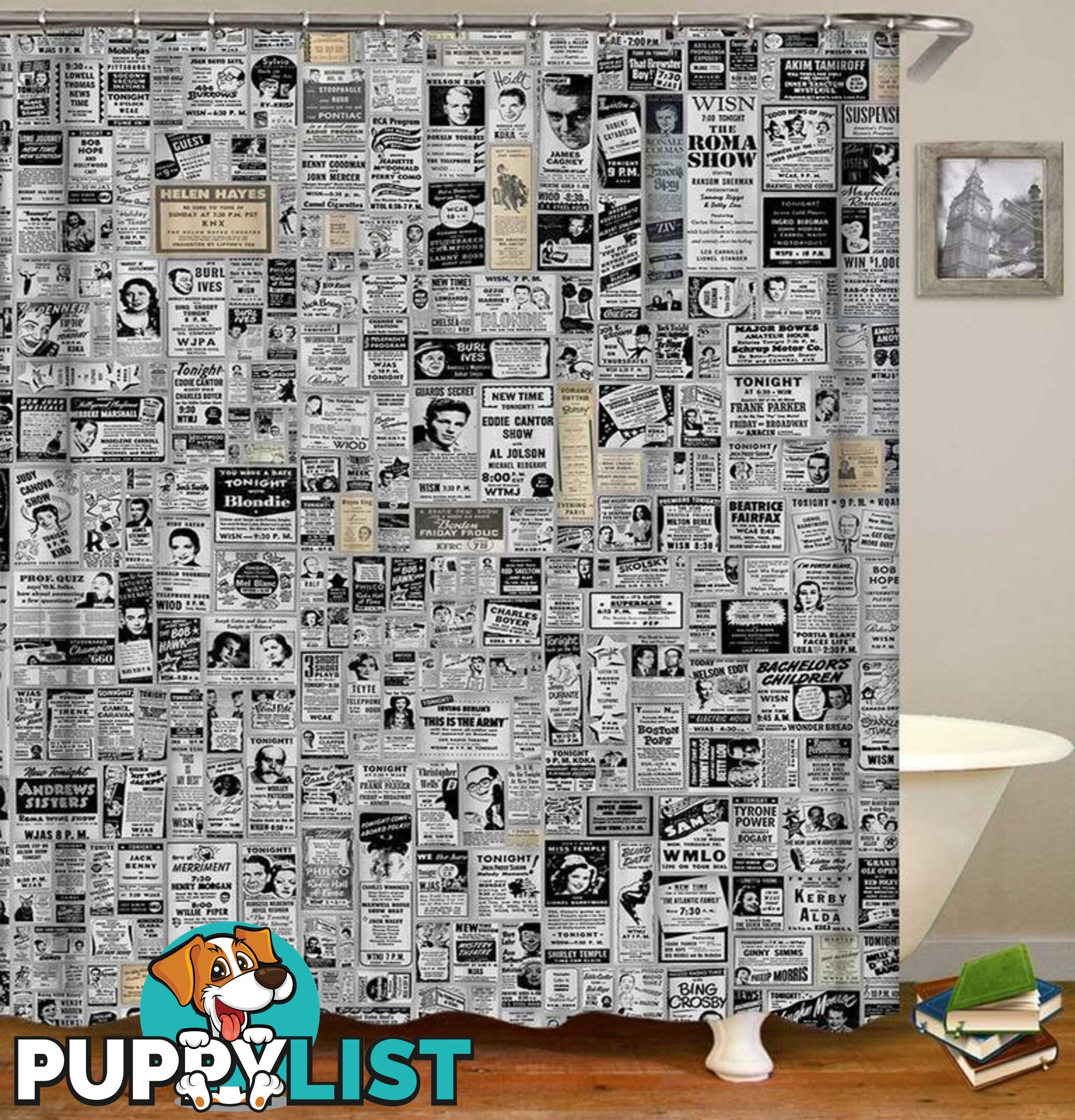 Vintage Newspaper Ads Shower Curtain - Curtain - 7427046082600