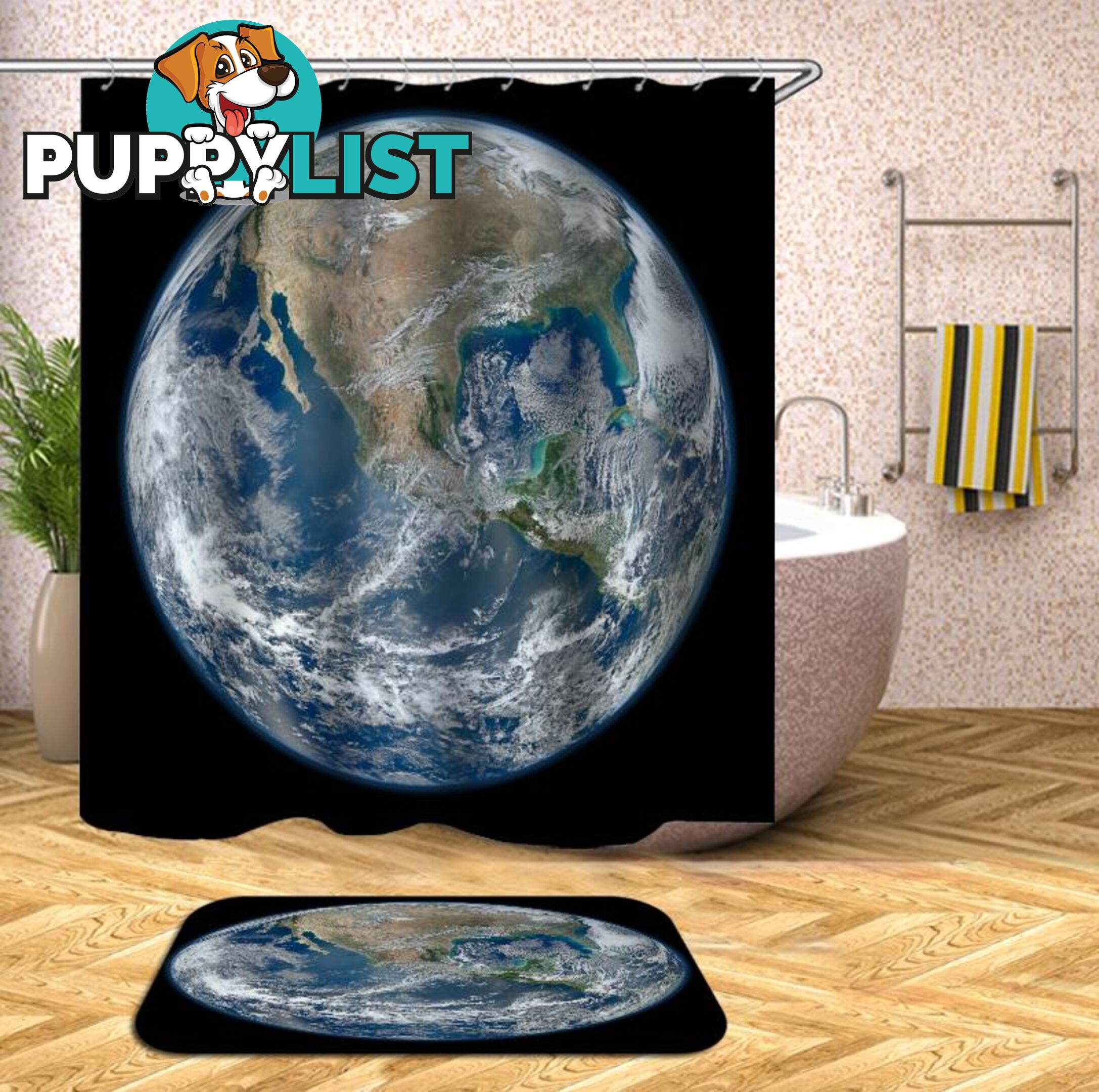 Planet Earth Shower Curtain - Curtain - 7427046008358