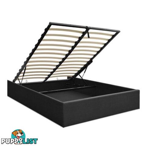 Storage Gas Lift Bed Frame Without Headboard Fabric Charcoal - Artiss - 9350062194836