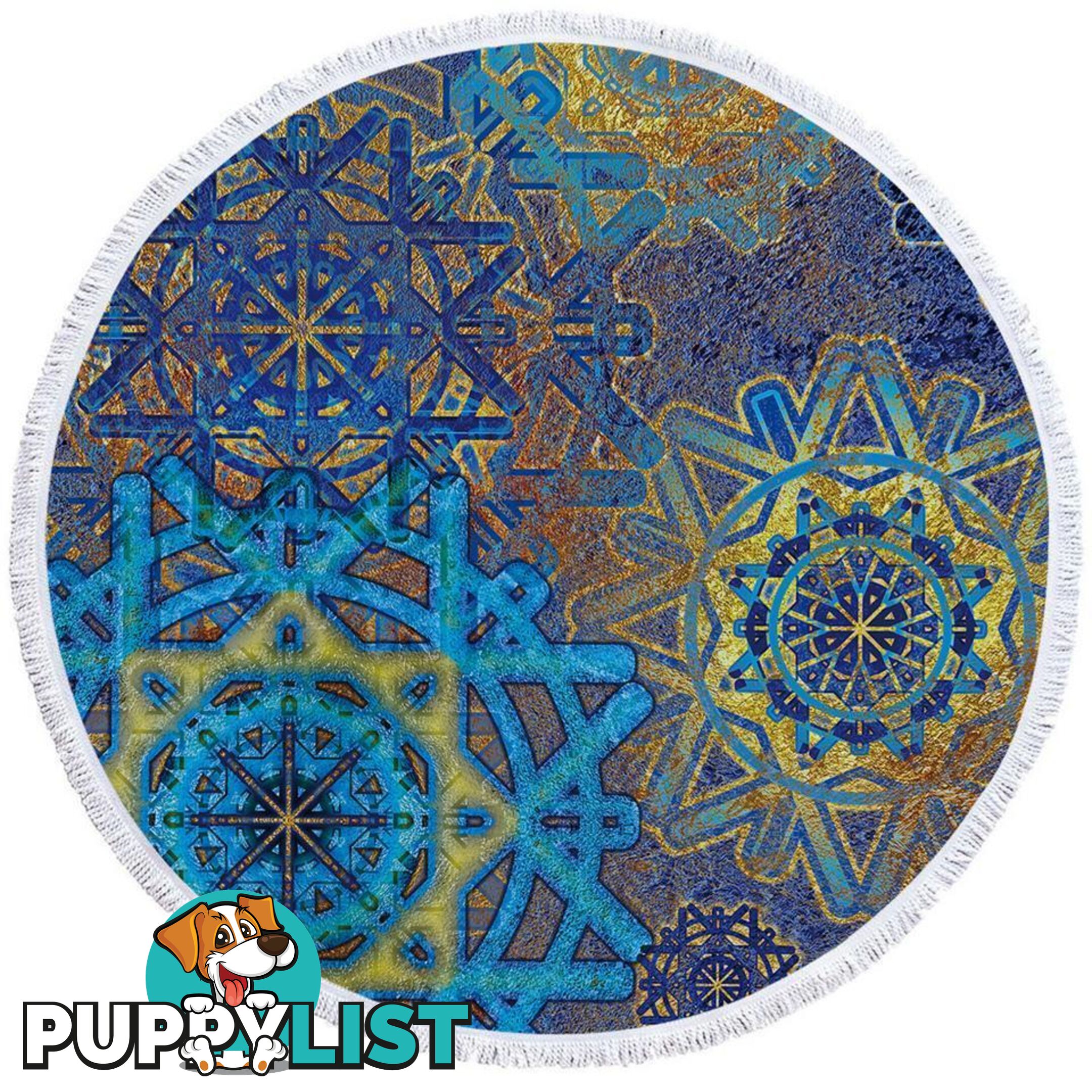 Blue and Yellow Mandalas Beach Towel - Towel - 7427046325066