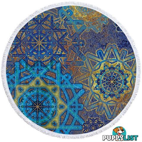 Blue and Yellow Mandalas Beach Towel - Towel - 7427046325066