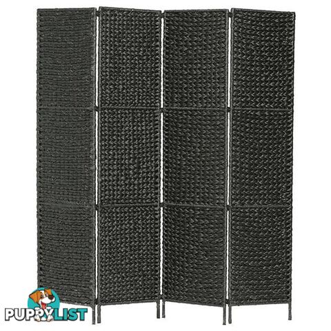 4 Panel Black Water Hyacinth Room Divider - Unbranded - 9476062105433