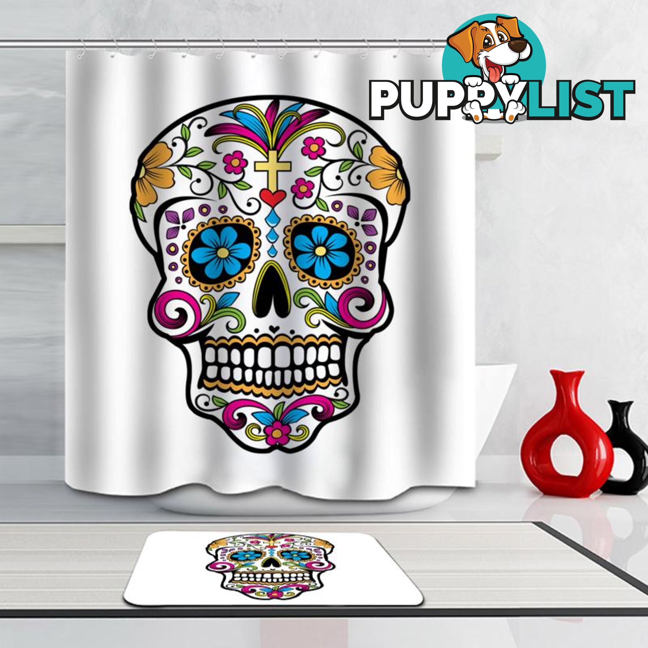 Sugar Skull Shower Curtain - Curtain - 7427045978935